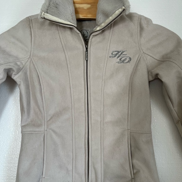 Womens Harley-Davidson jacket beige taupe, faux suede, sherpa lining. size small - Picture 5 of 11